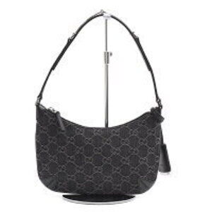 Gucci Horsebit Denim Bag Black Slim Shoulder GG